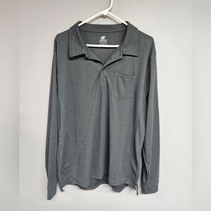 Men's Charcoal Gray Medium Long Sleeve Polo Shirt
